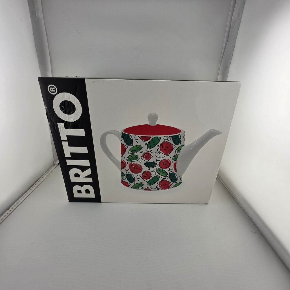 Romero Britto "Roses" Fine Bone China Coffee & Tea Pot 28.7 oz - NIB New